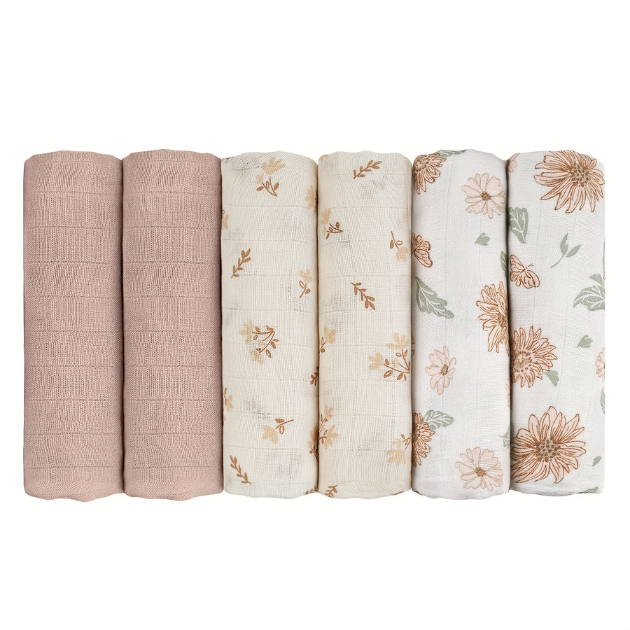 Lot de 6 langes bébé en mousseline de coton — Monptitlou