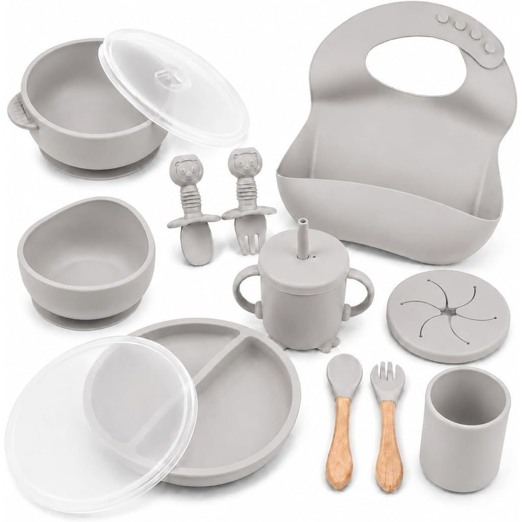Ensemble d'alimentation bleu pour bébé en silicone — Monptitlou