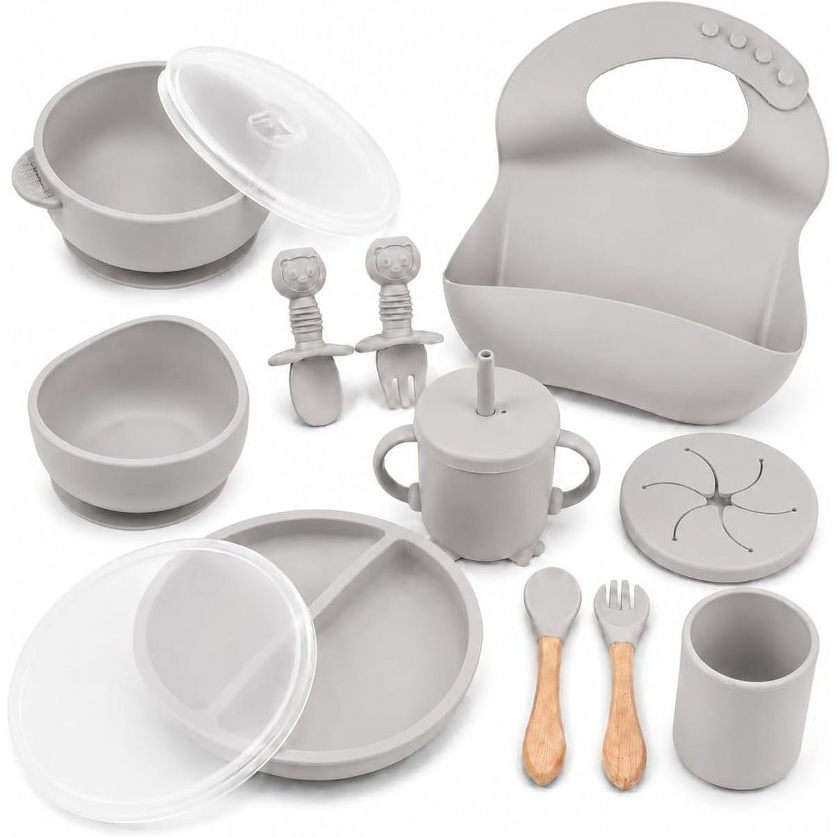Ensemble d'alimentation bleu pour bébé en silicone — Monptitlou Image