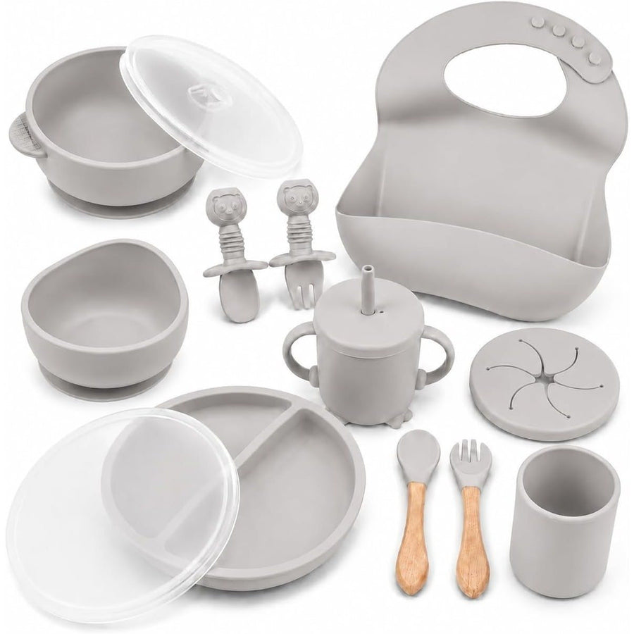 Ensemble d'alimentation bleu pour bébé en silicone — Monptitlou