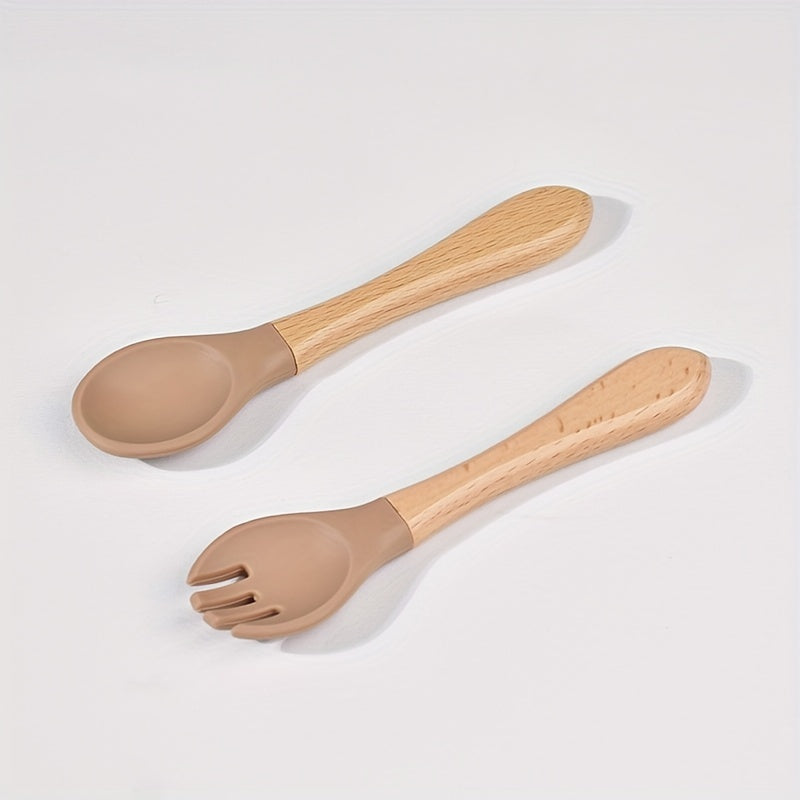 Cuillère en silicone alimentaire avec manche en bois — Monptitlou