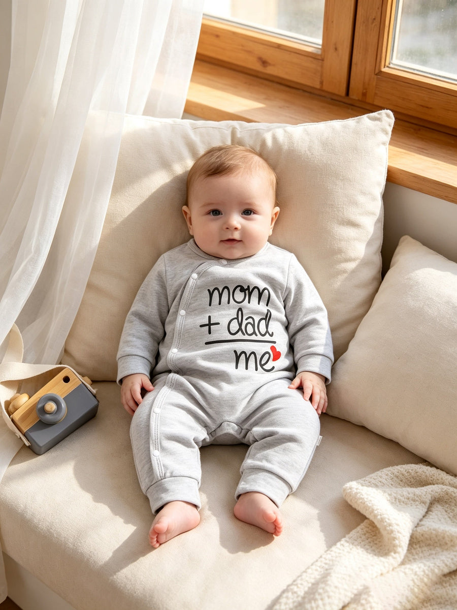 Body bébé manches longues à col incliné et imprimé lettré — Monptitlou