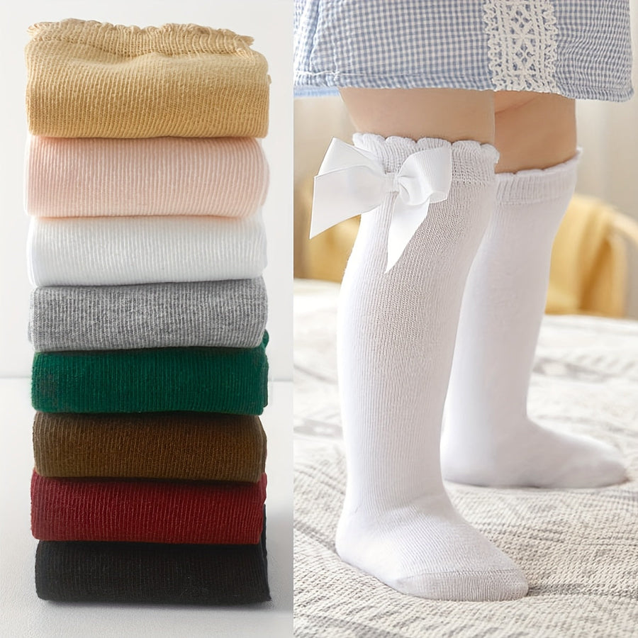 8 paires de chaussettes hautes adorables avec nœud pour genou pour bébé — Monptitlou