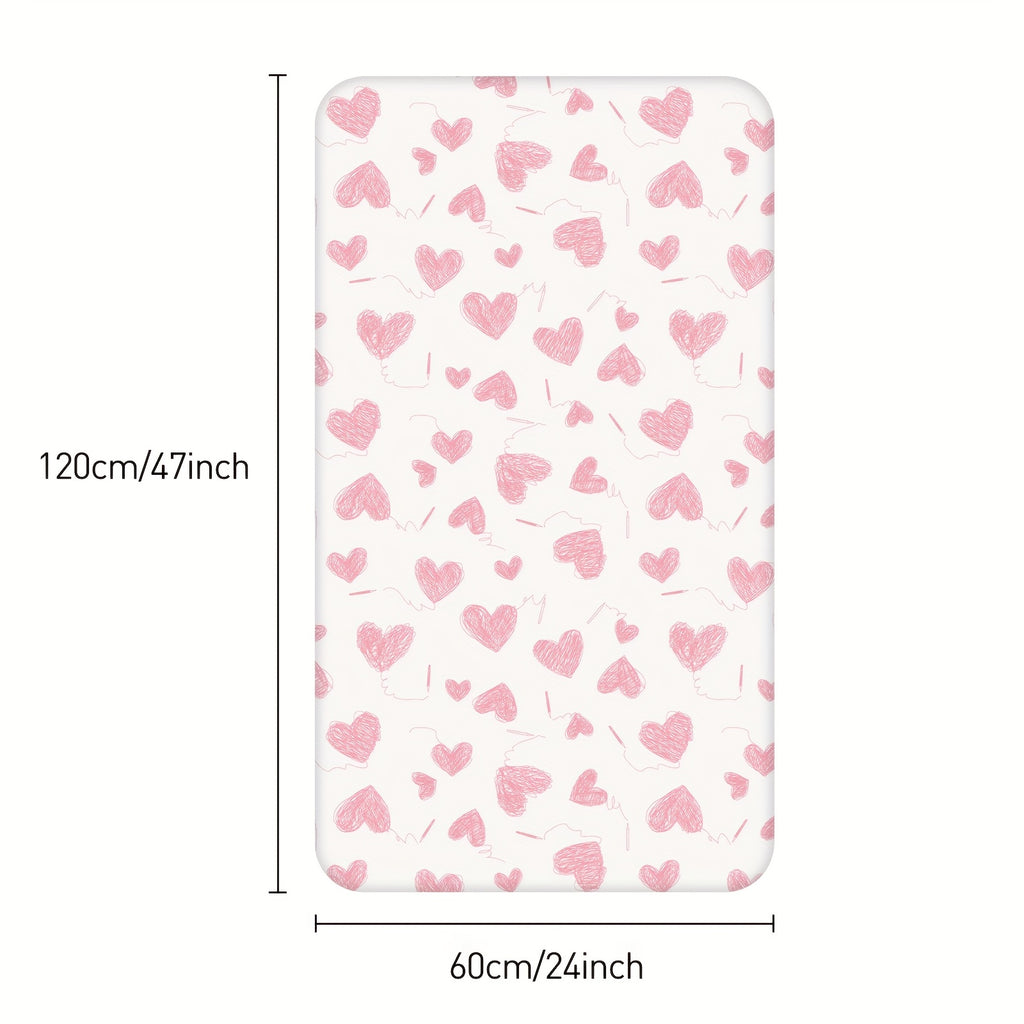 Draps-housses bébé rose cœur microfibre ultra-fine pour matelas — Monptitlou