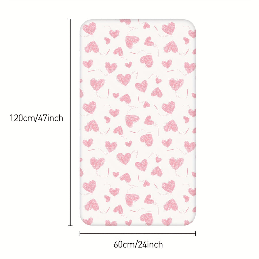 Draps-housses bébé rose cœur microfibre ultra-fine pour matelas — Monptitlou