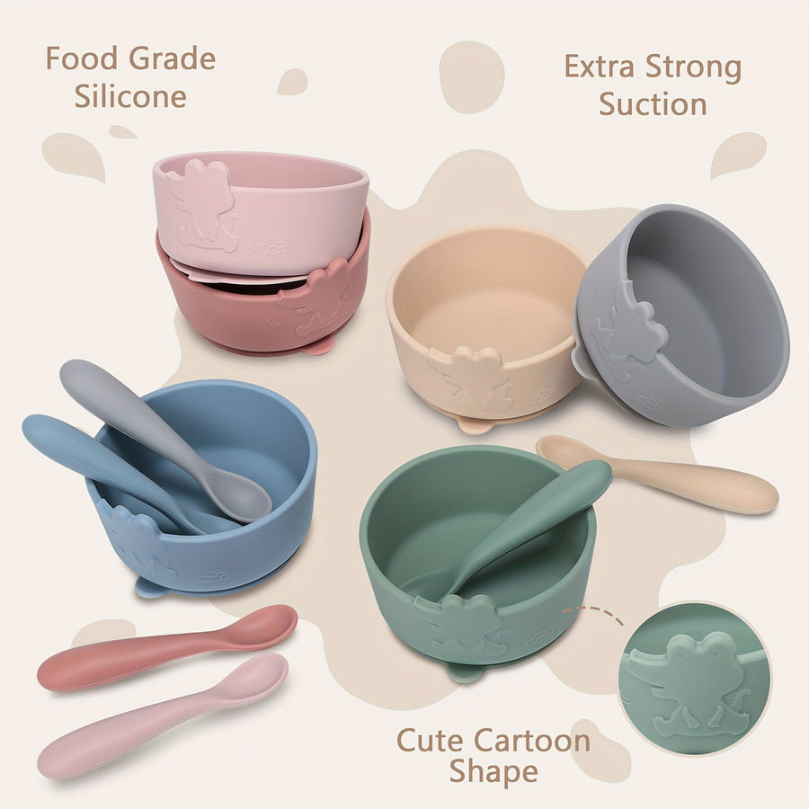 Sets d'alimentation pour enfants : bol et cuillère en silicone avec — Monptitlou