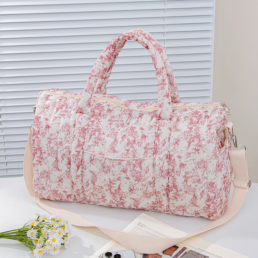 Sac fourre-tout grand modèle à motifs floraux, matelassé — Monptitlou