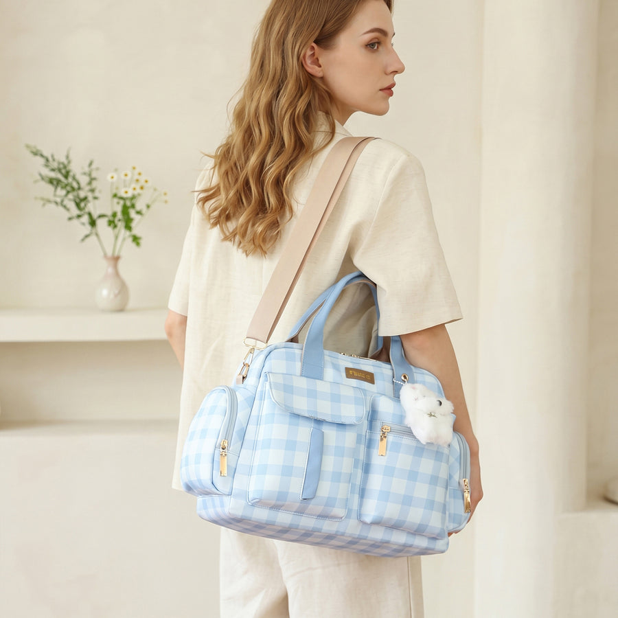 Sac parental de luxe léger à carreaux de style britannique — Monptitlou