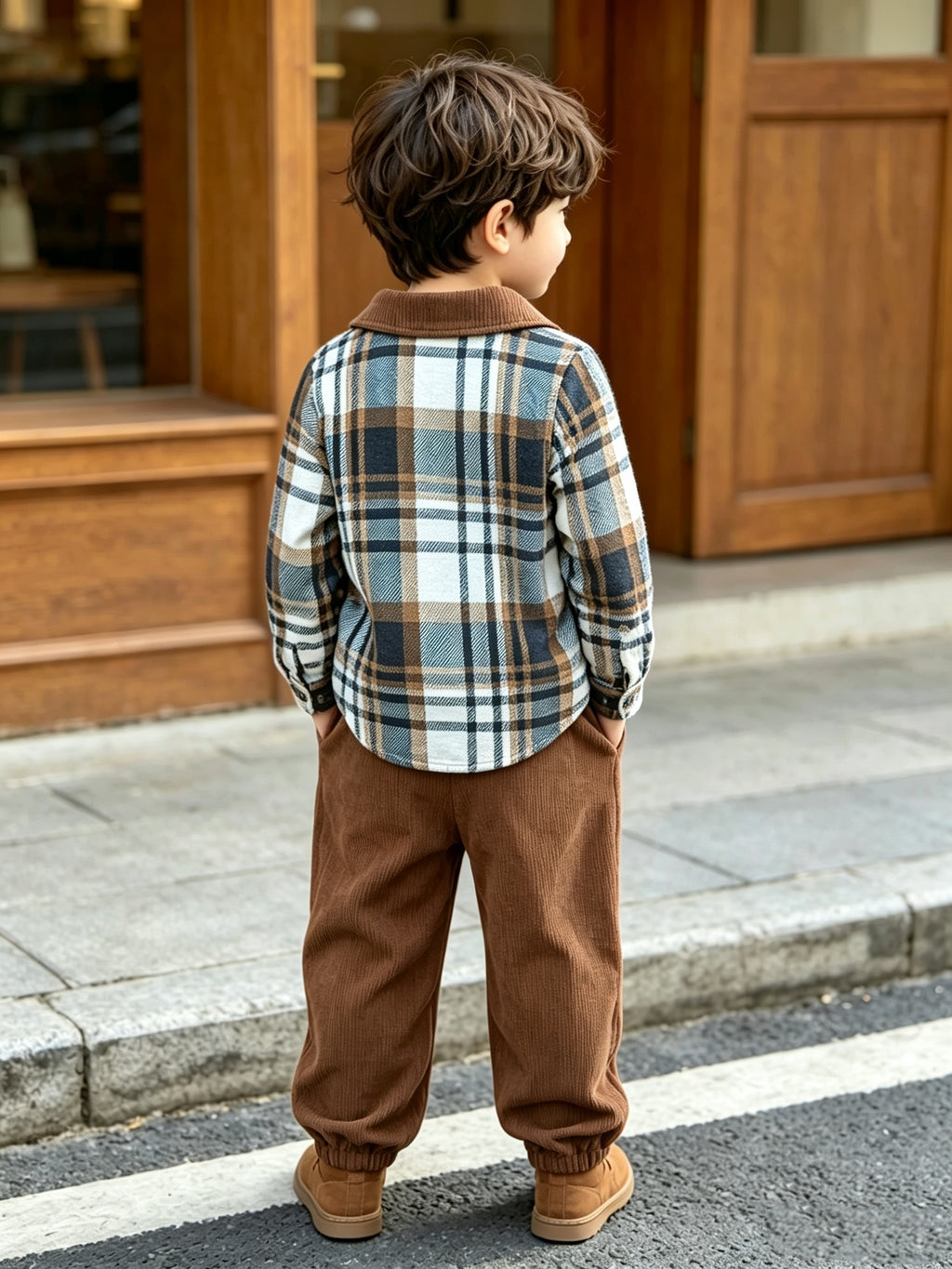 Nouveau ensemble rentrée scolaire automne-hiver pour garçons : chemise — Monptitlou
