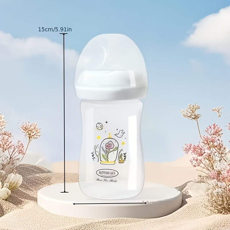 Biberon col large motif floral, matière alimentaire — Monptitlou