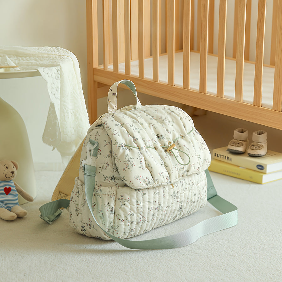 1 Sac à Langer Matelassé Floral avec Bretelle Longue Réglable — Monptitlou