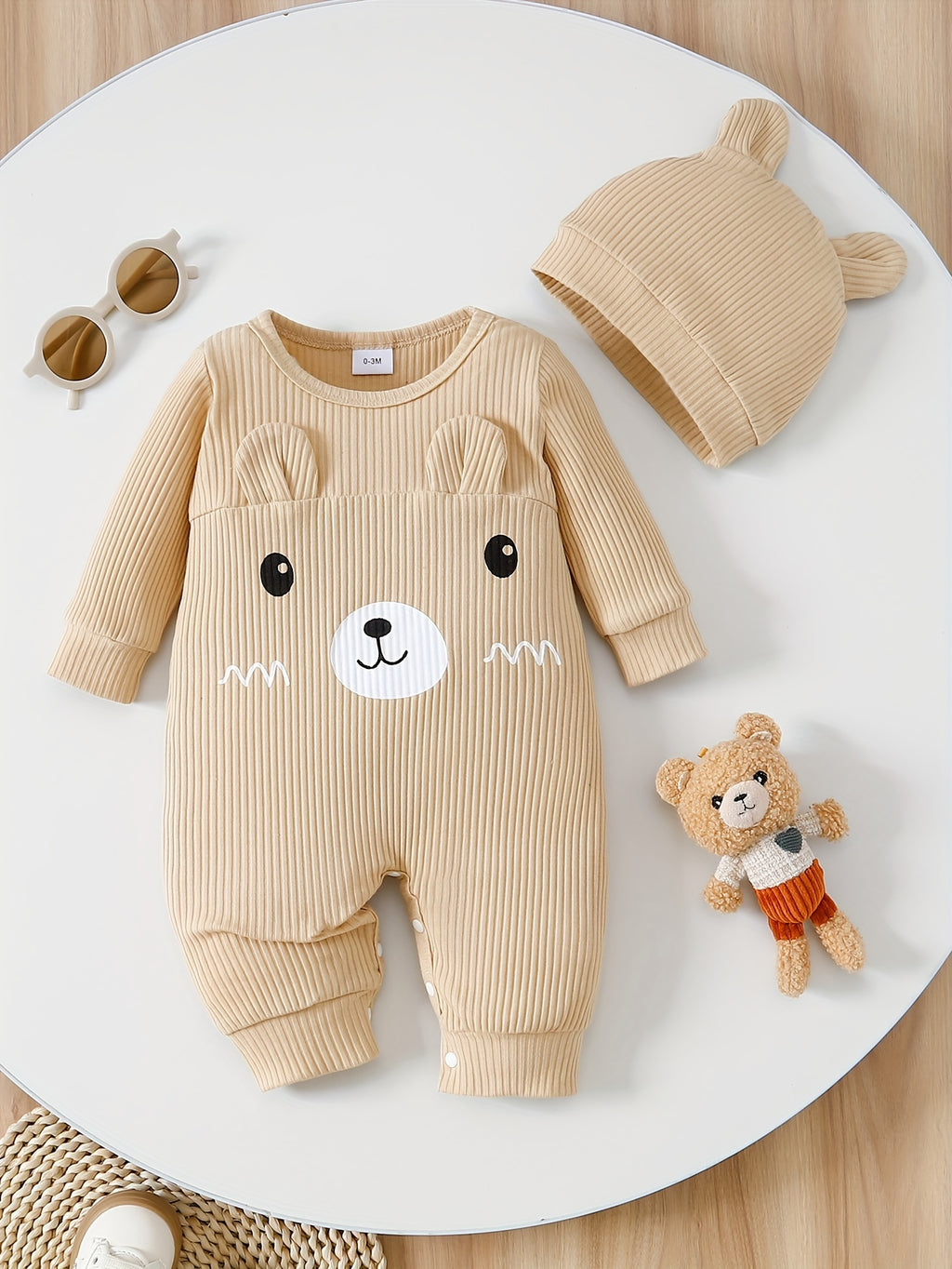 Combinaison 3D ours mignon pour enfants avec bonnet confortable — Monptitlou