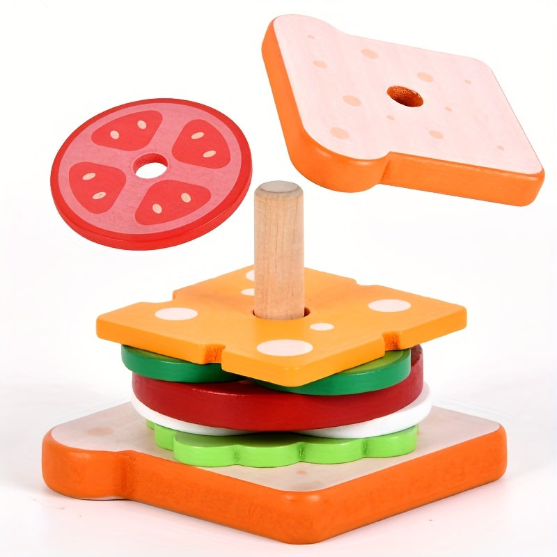 Collection de jouets en bois à empiler en forme de sandwich — Monptitlou