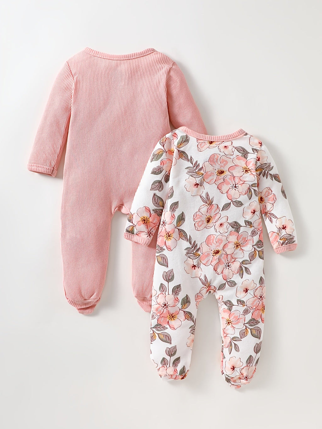 2 bodysuits pieds pour bébé fille, tissu doux — Monptitlou