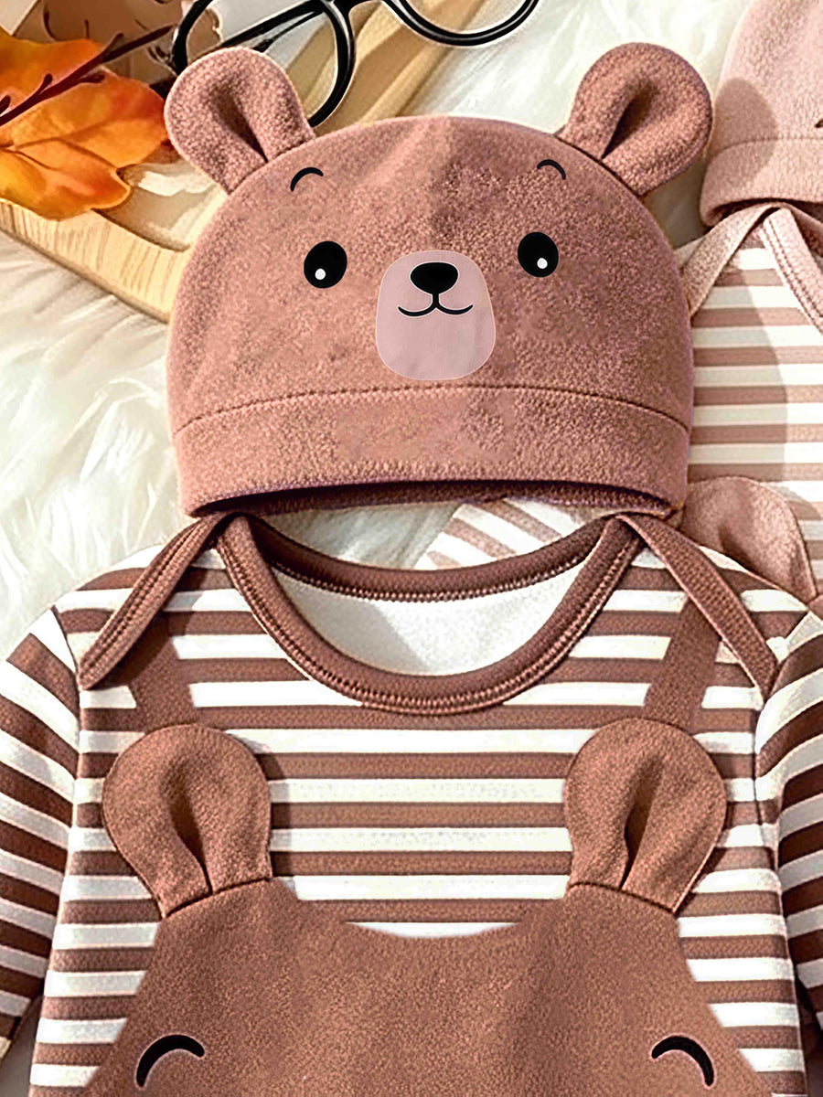 Grenouillère pour bébé ours en peluche mignon avec chaussons — Monptitlou