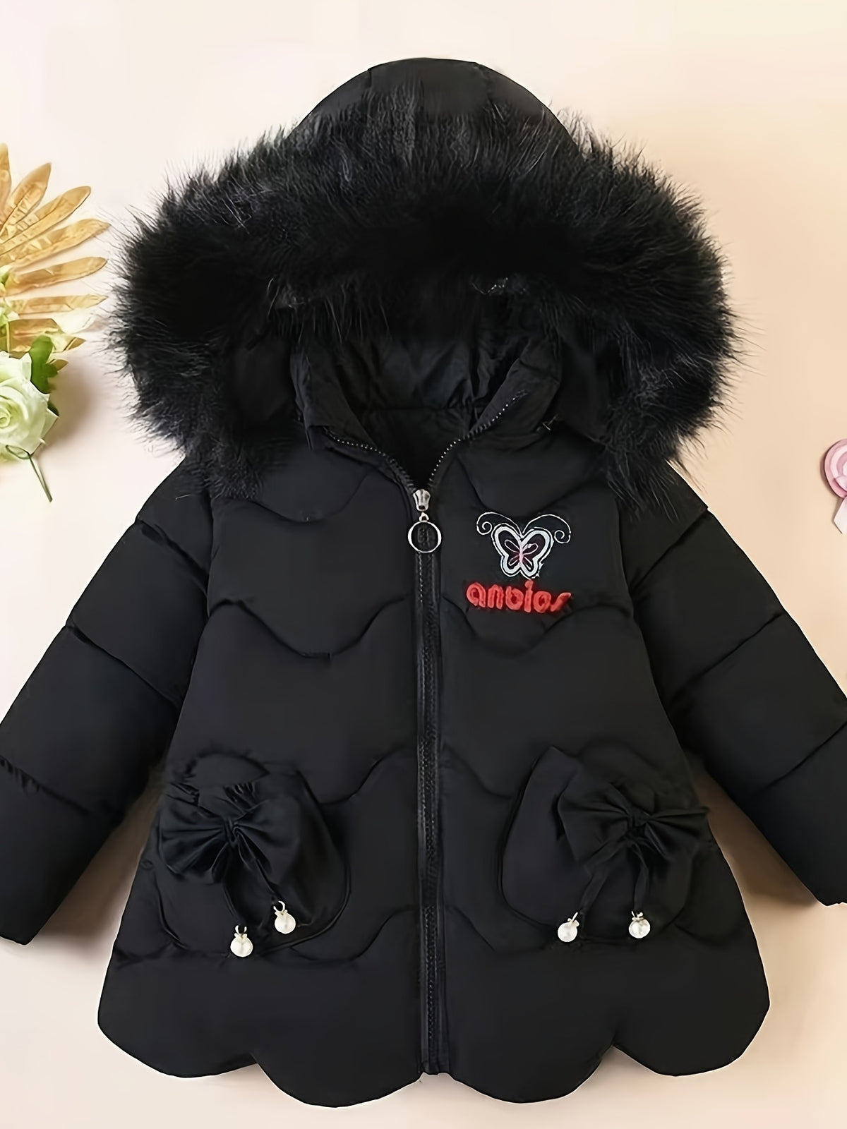 Veste chaude d'extérieur matelassée pour fille, matelassée pour enfant — Monptitlou Image