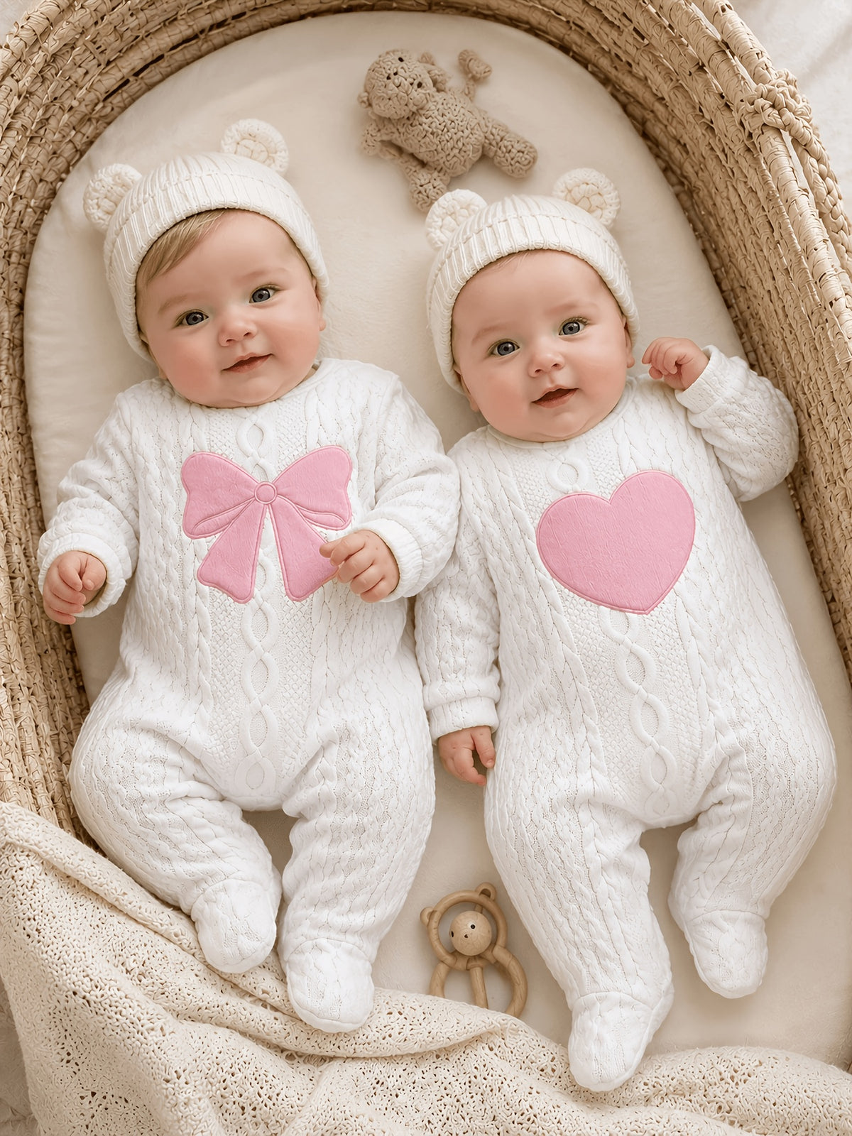 Grenouillère bébé tricotée jacquard, à pieds — Monptitlou Image