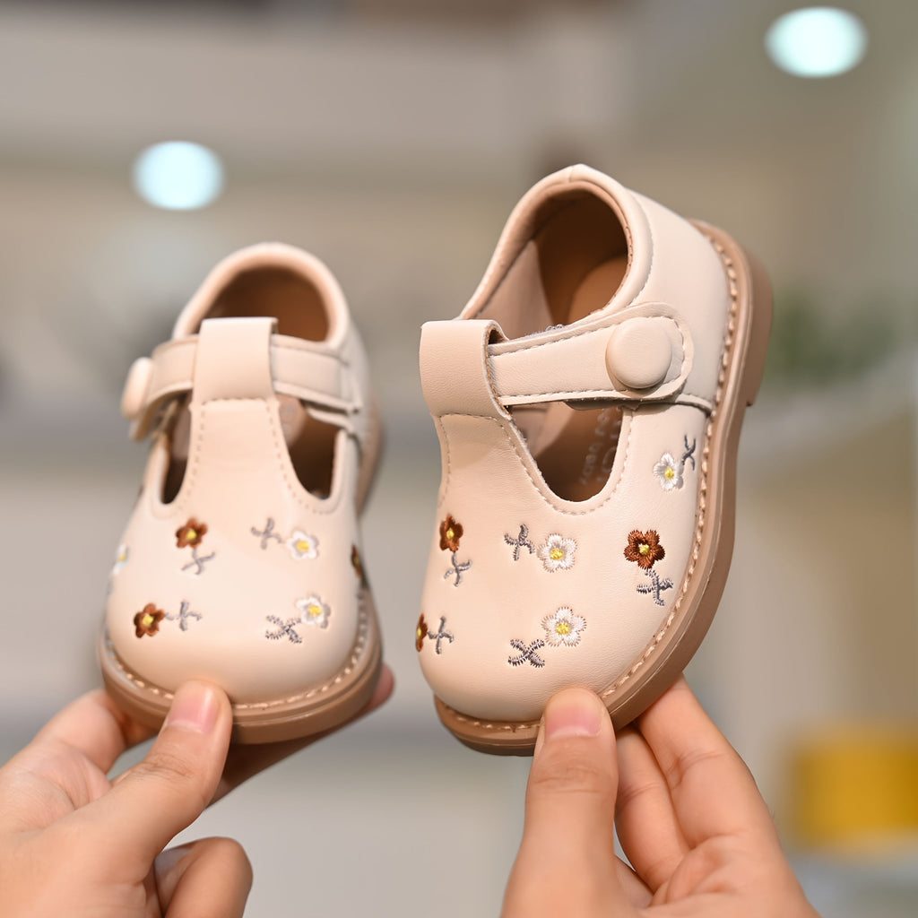 Chaussures de bébé 1-3 ans printemps été à semelle souple, fleurs brodées, chaussures de princesse plates, antidérapante