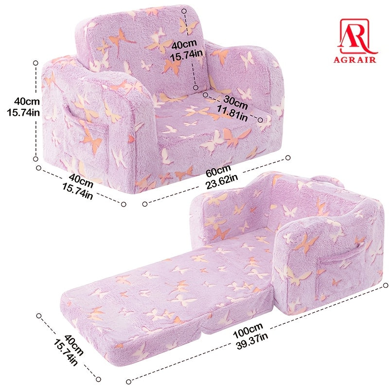 Canapé-lit pliable 2 en 1 pour enfants, tissu flanelle doux — Monptitlou