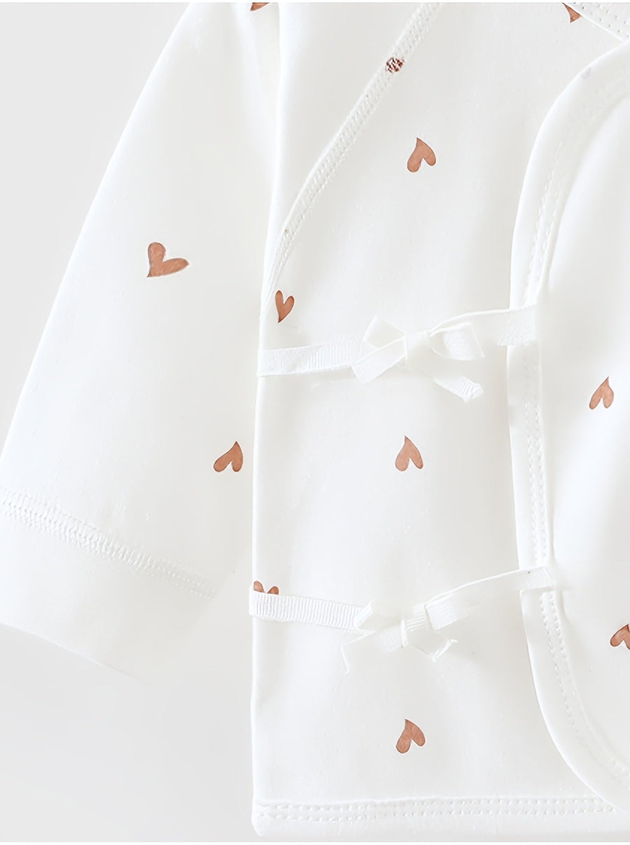 Tenue nouveau-né ensemble haut et bas imprimé cœur doux avec bonnet — Monptitlou