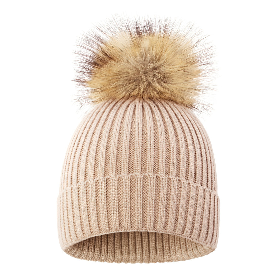 1 bonnet en tricot rayé à pompon pour enfant, automne/hiver — Monptitlou