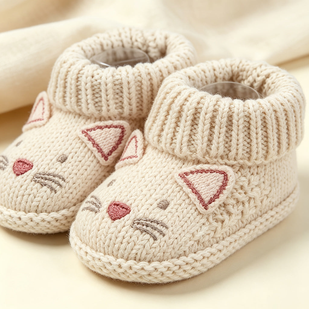 Paires de chaussures tricotées pour nourrisson à motif d'animaux — Monptitlou