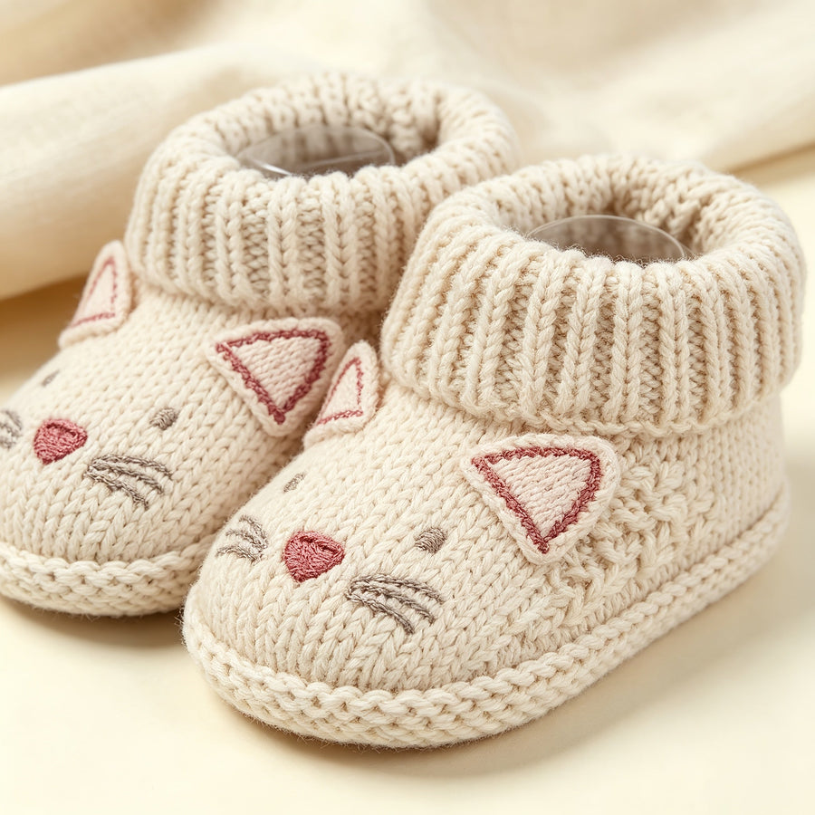 Paires de chaussures tricotées pour nourrisson à motif d'animaux — Monptitlou