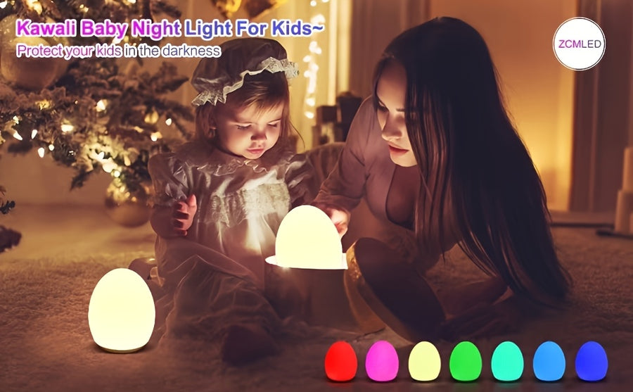 Veilleuse rechargeable en forme d'œuf avec 7 modes de couleur — Monptitlou