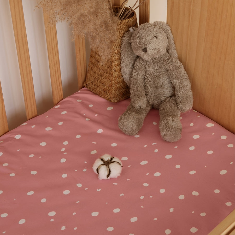 Draps-housses bébé rose cœur microfibre ultra-fine pour matelas — Monptitlou