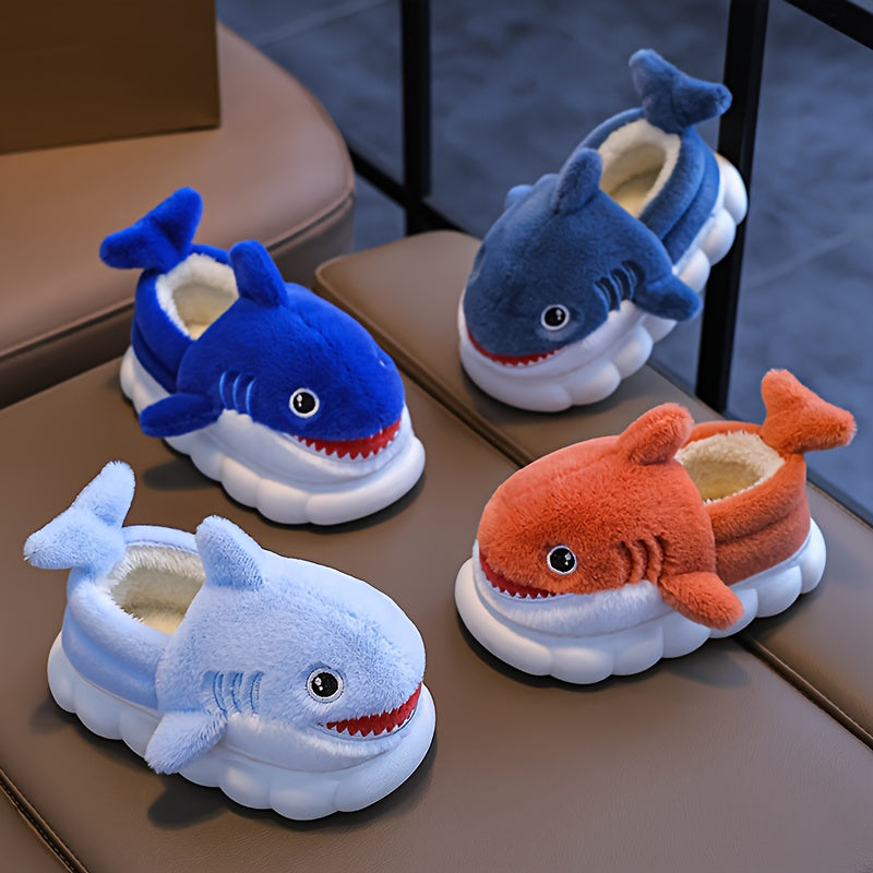 1 Paire de Chaussons en Peluche Requin Cartoon Mignons pour Garçons et — Monptitlou