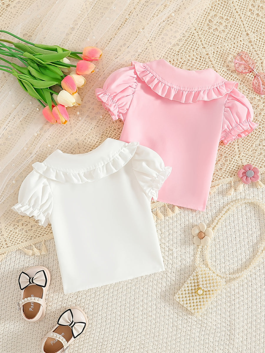 Chemise d'été à col poupée pour filles — Monptitlou