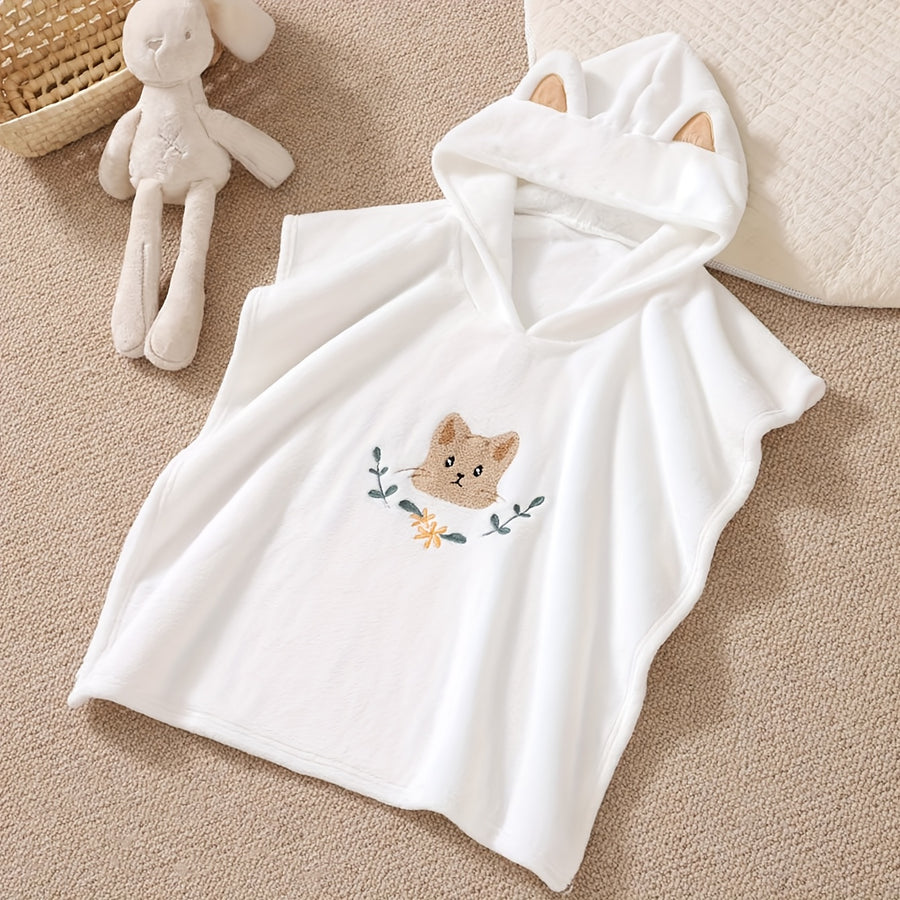 Serviette de bain enfant brodée, motif animaux — Monptitlou