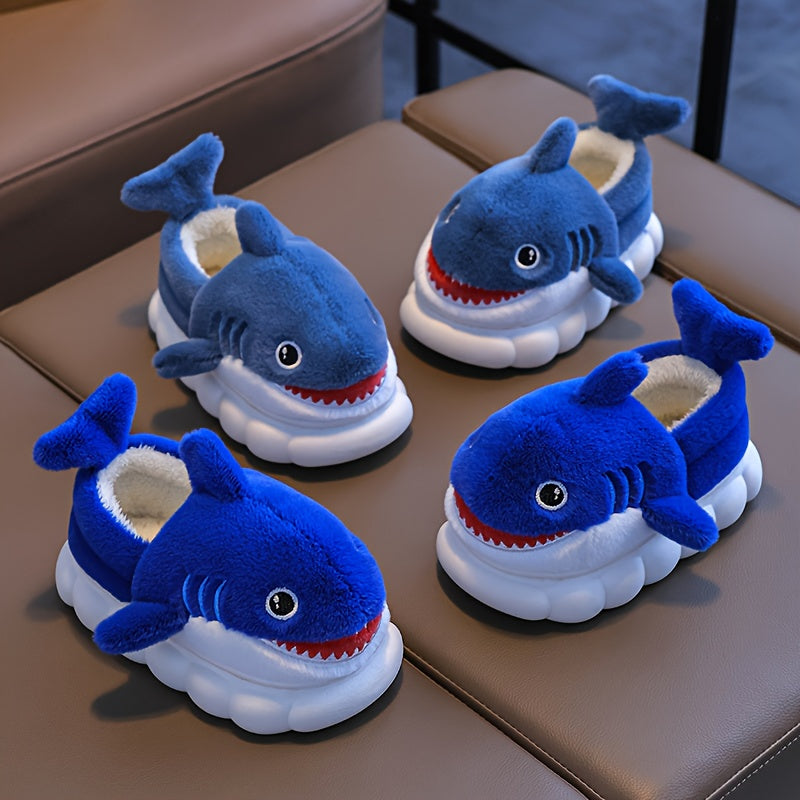 1 Paire de Chaussons en Peluche Requin Cartoon Mignons pour Garçons et — Monptitlou