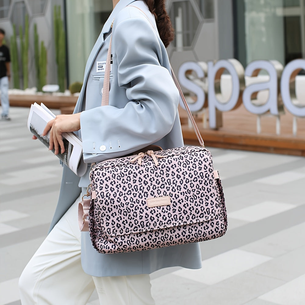 Sac parent à motif léopard, grande capacité pour maternité avec poche à — Monptitlou Image