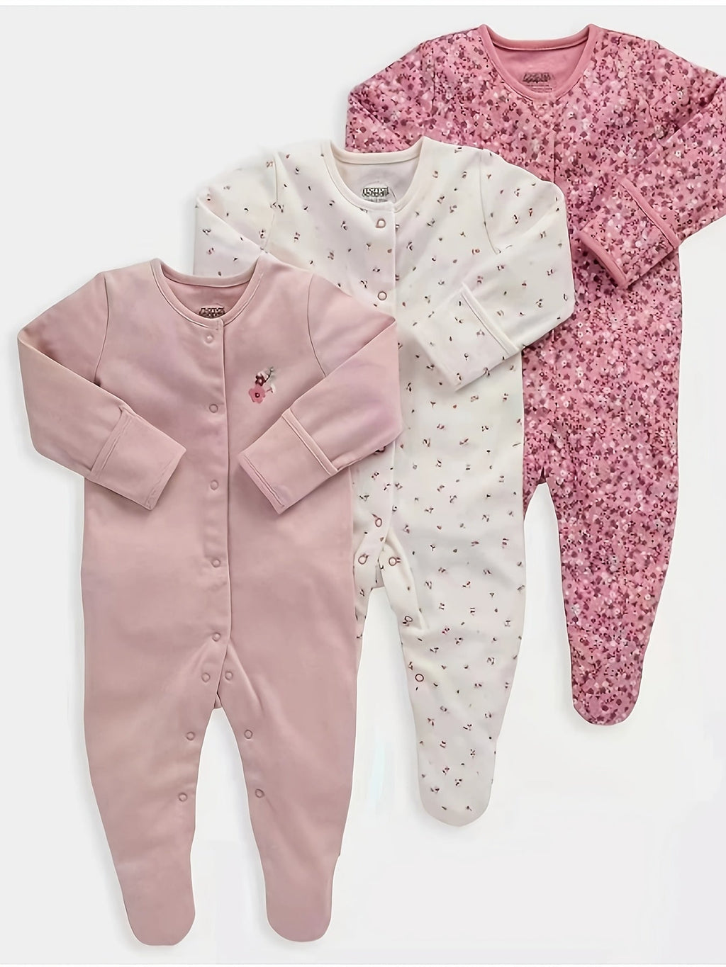Ensemble 3 pièces pour nouveau-né : combinaison à pressions, body et pantalon | Tenue douce et respirante à manches long
