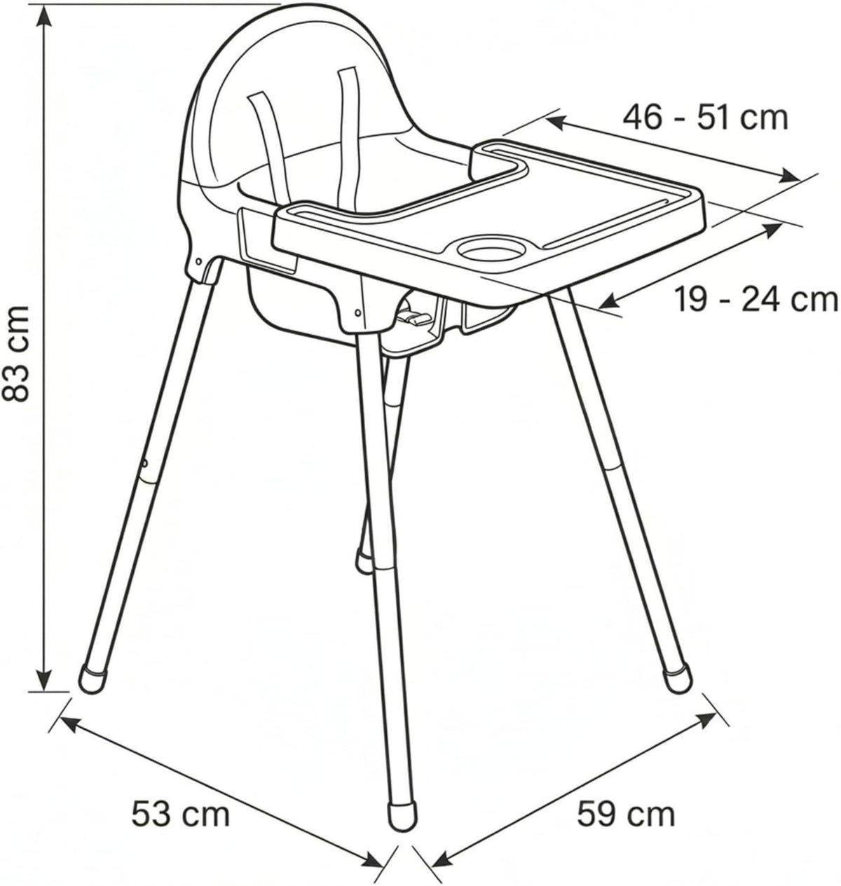 Almar Baby - Chaise haute pour bébé avec plateau amovible et harnais de — Monptitlou Image