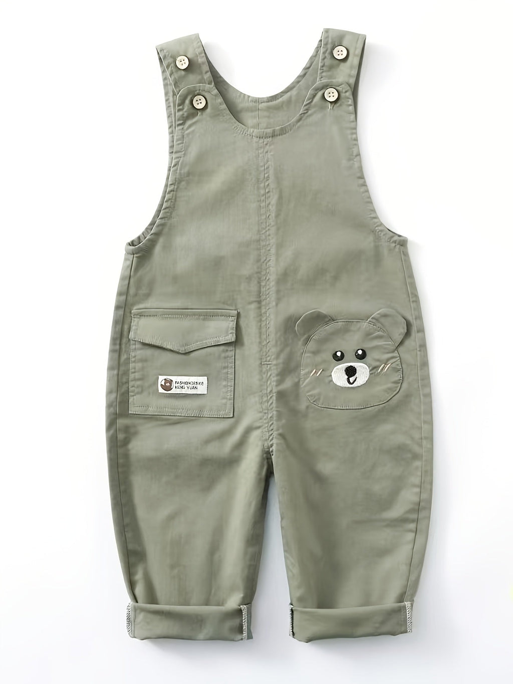 Salopette bébé légère et extensible à motif cartoon ours brodé — Monptitlou