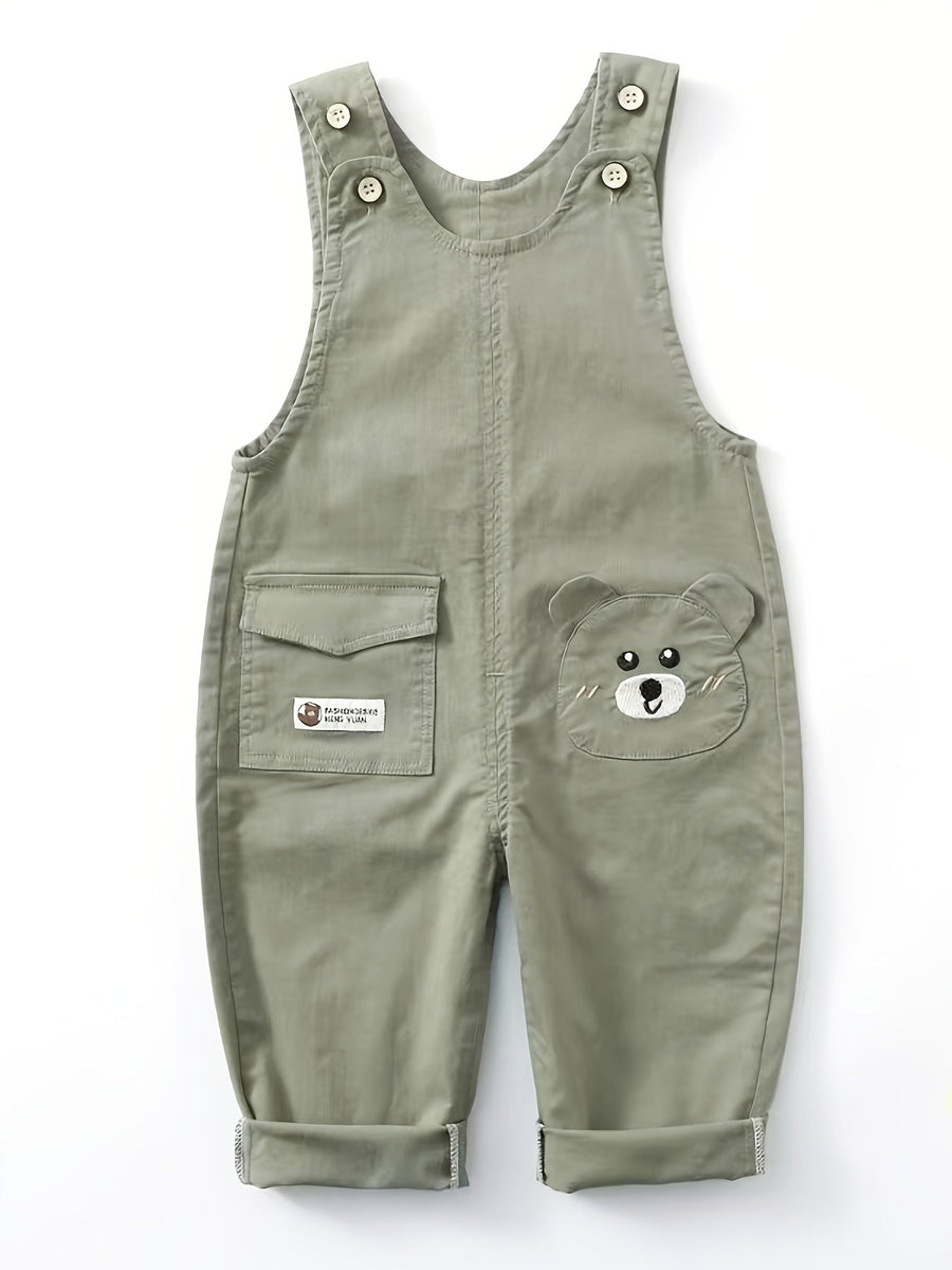 Salopette bébé légère et extensible à motif cartoon ours brodé — Monptitlou
