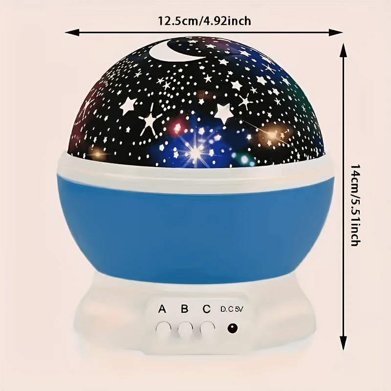 Lampe d'ambiance projection étoiles et lune, multi-couleurs rotative — Monptitlou
