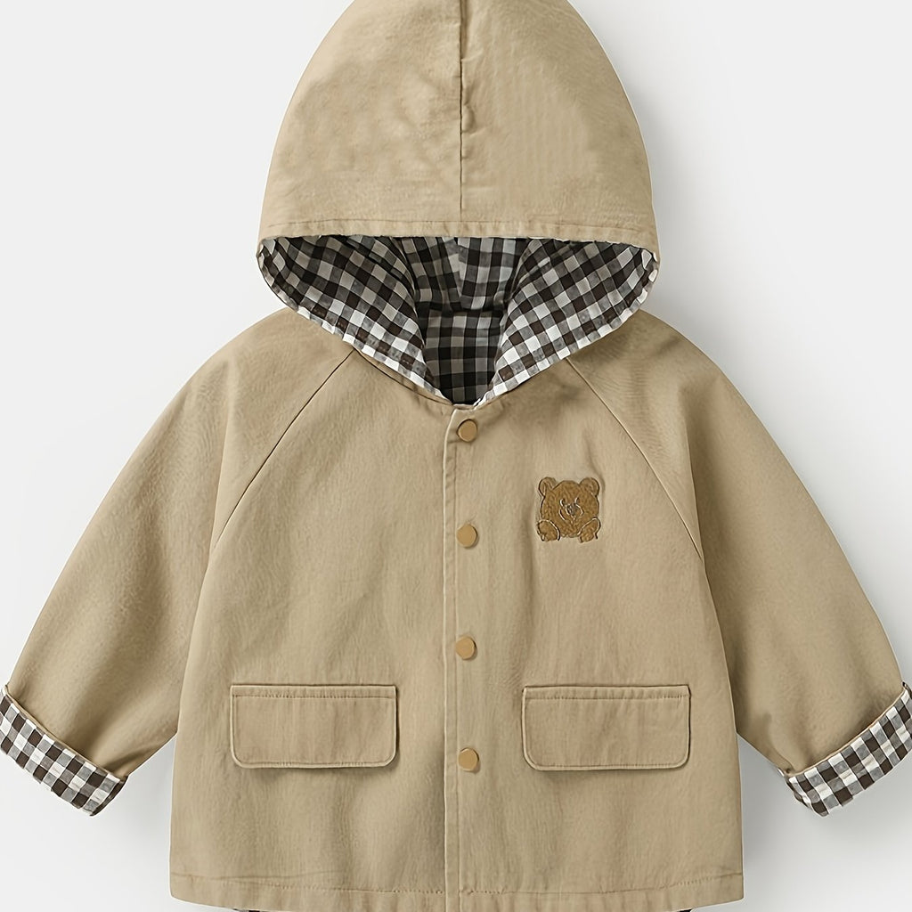 Veste à capuche manches longues couleur unie décontractée pour bébés — Monptitlou