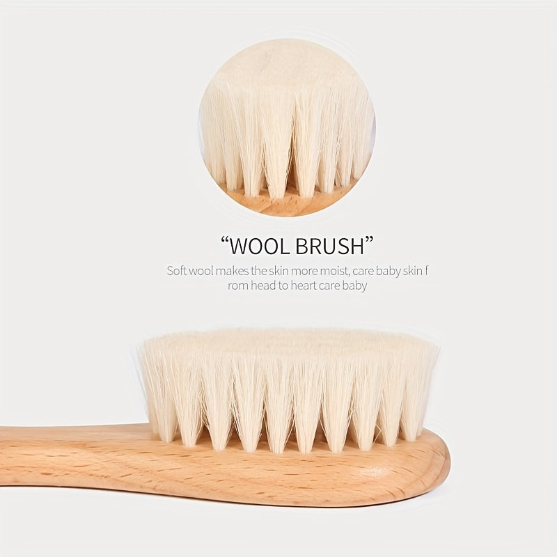 /Kit Brosse à Cheveux Douce pour Bébé avec Manche en Bois — Monptitlou