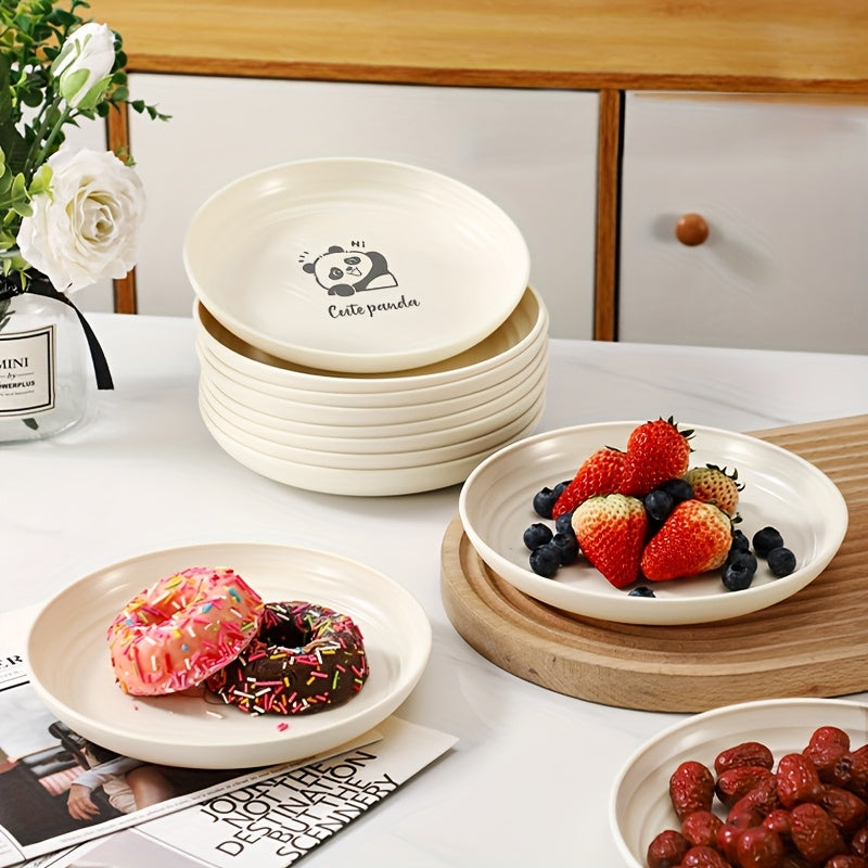 Assiette à diner ronde et crémeuse en plastique, 19.81 cm — Monptitlou