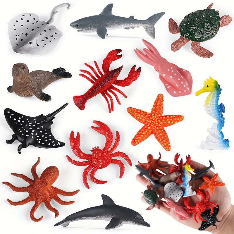 Figurines d'animaux marins, 12 pièces miniatures réalistes de créatures — Monptitlou Image