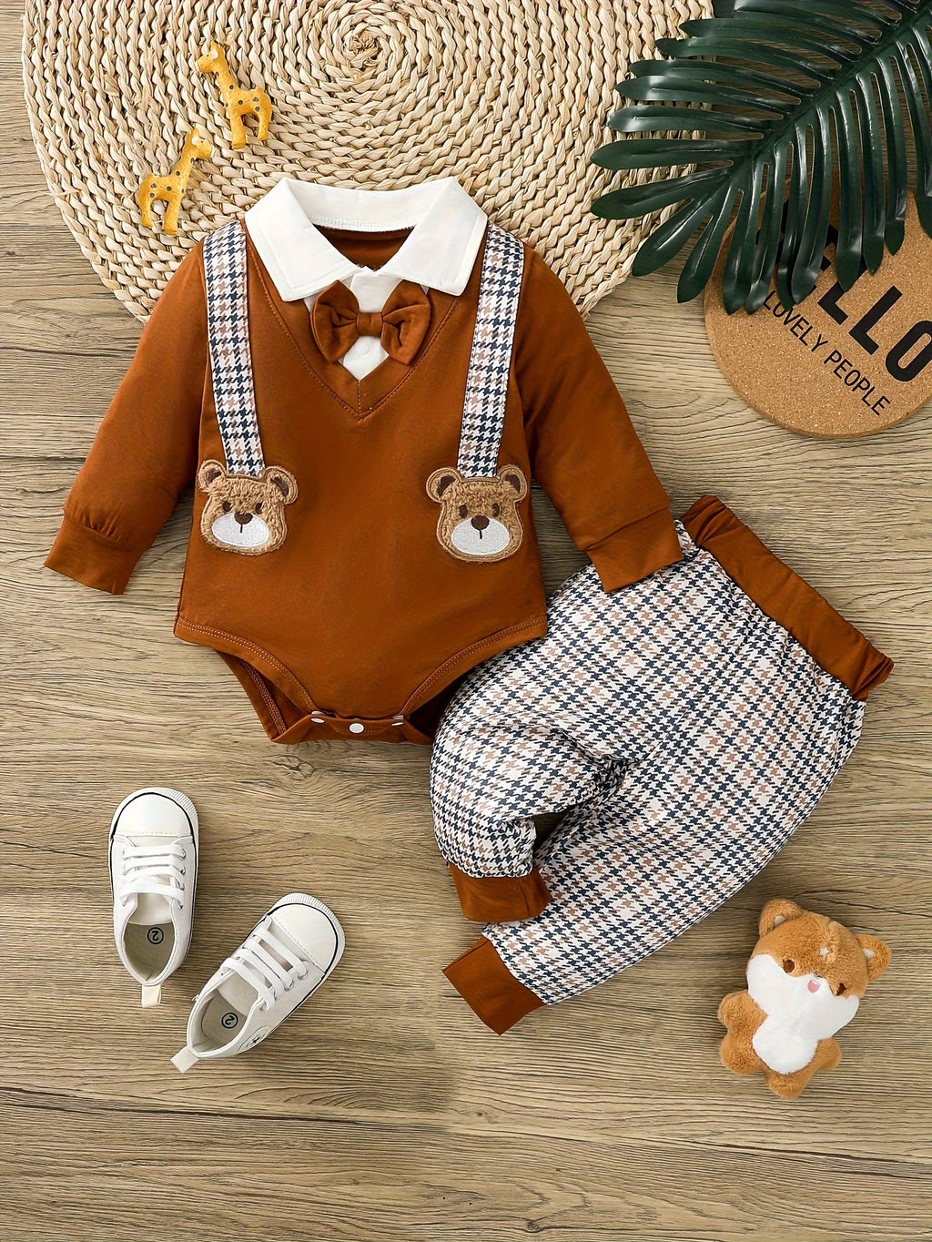 Ensemble 2 pièces pour bébé garçon, tenue ours de dessin animé — Monptitlou