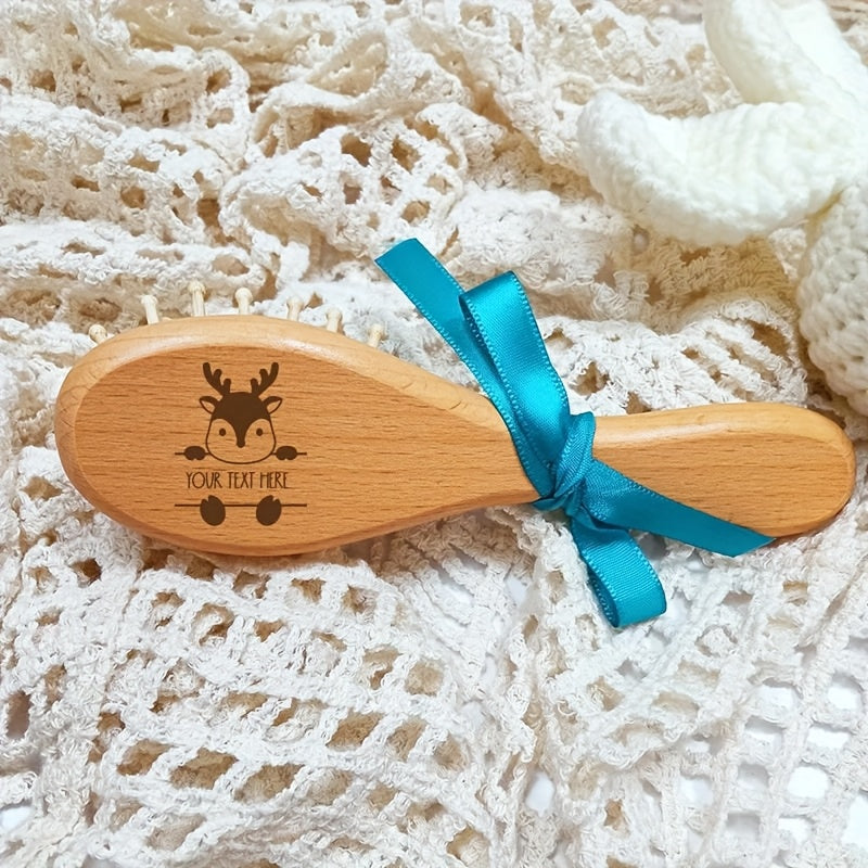 1 Set de brosse à cheveux et peigne en bois de hêtre personnalisé avec