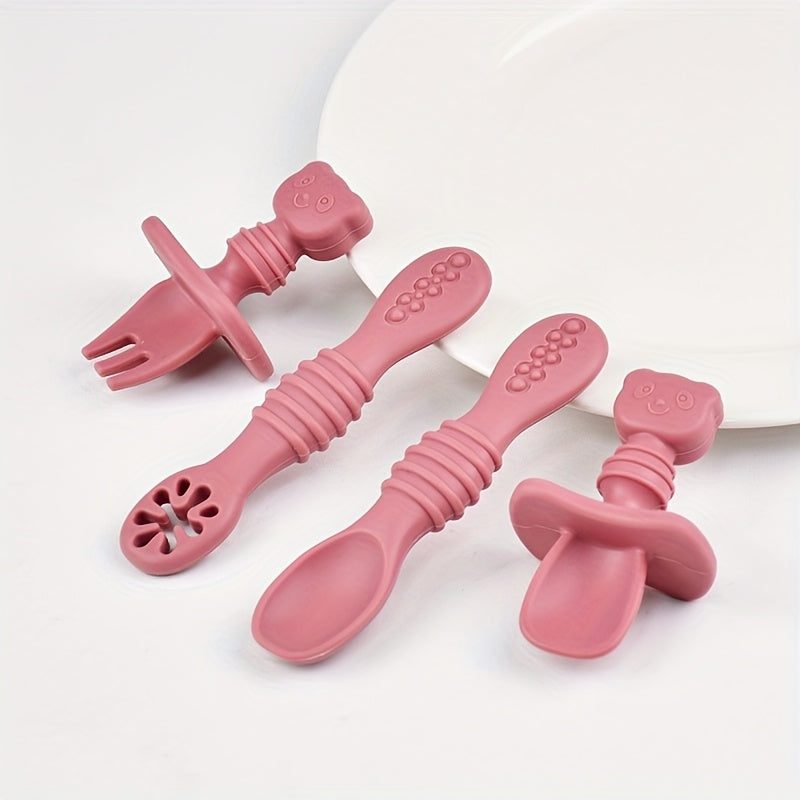 Cuillères et fourchettes en silicone pour bébé 0-3 ans — Monptitlou
