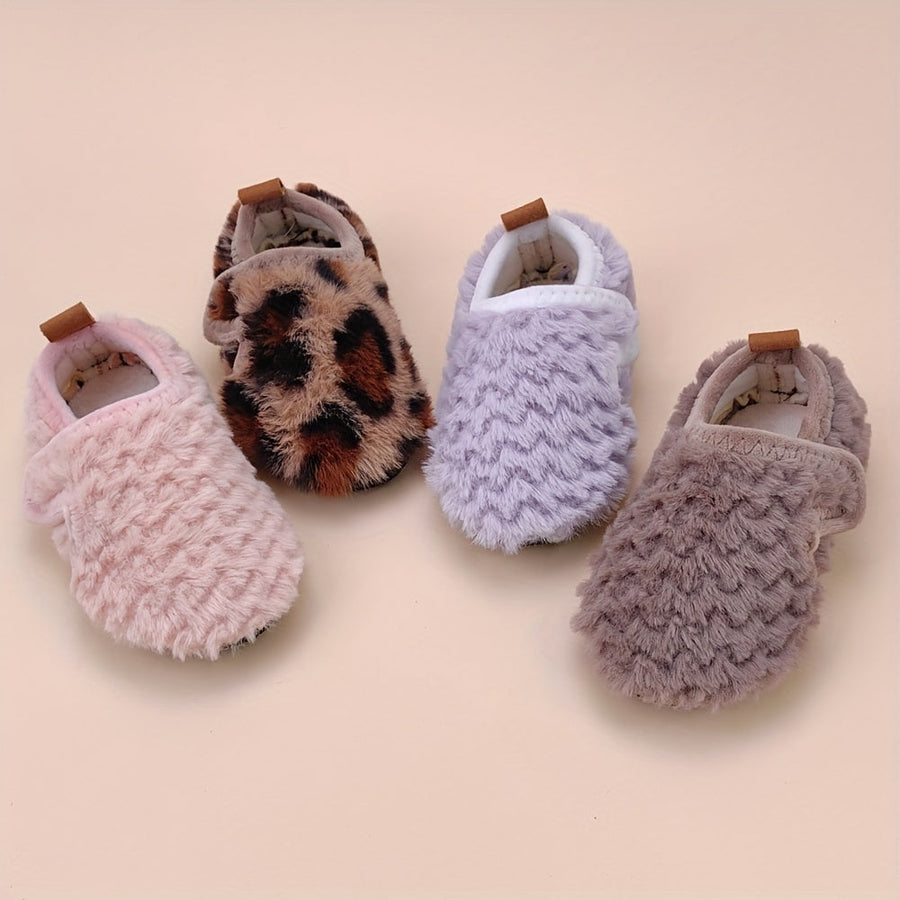 Chaussons douillets en fourrure pour bébé fille, semelle souple pour l'intérieur, automne et hiver