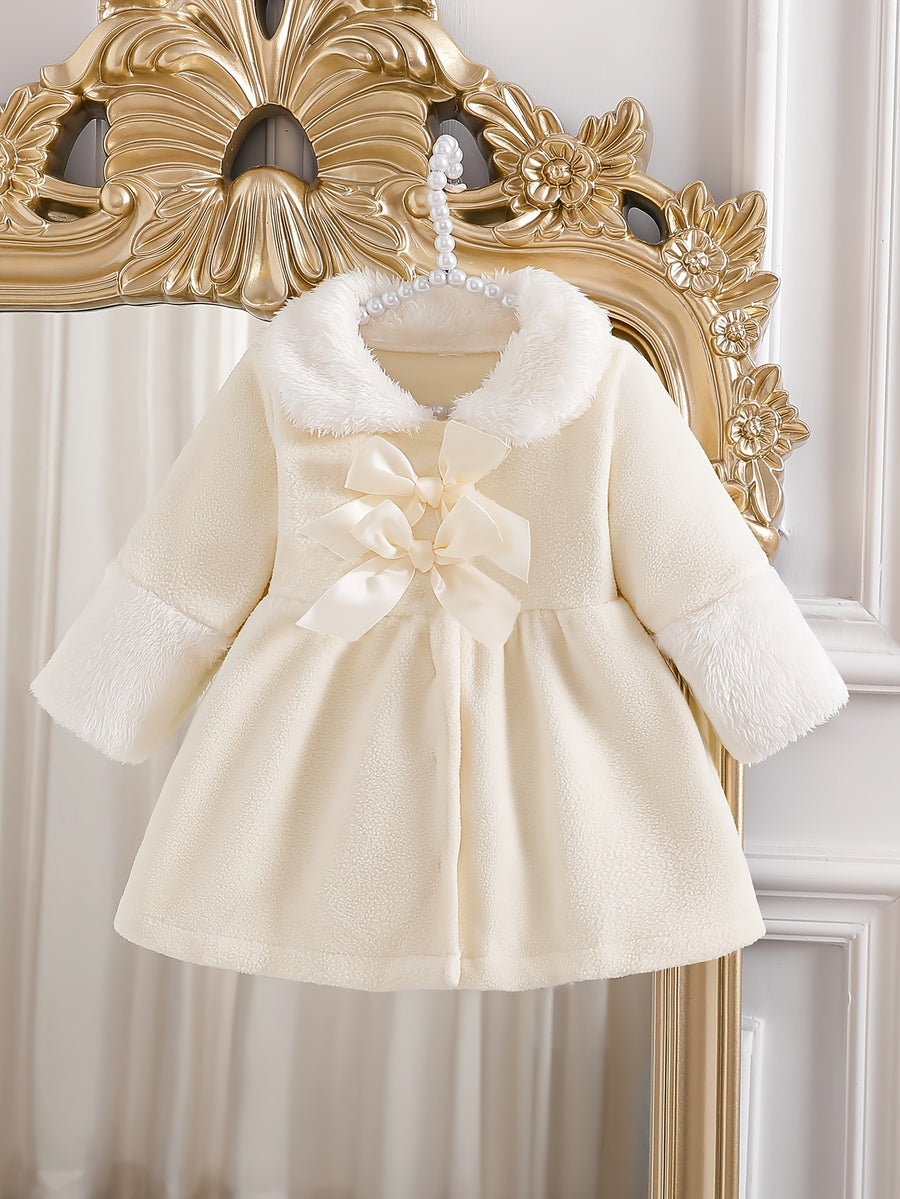 Cardigan ouvert beige polaire pour filles automne/hiver — Monptitlou
