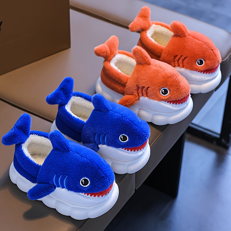 1 Paire de Chaussons en Peluche Requin Cartoon Mignons pour Garçons et — Monptitlou