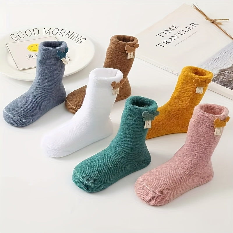 6/3 Paires de Chaussettes Bébé Dessin Animé Mignon Hiver Polaire Épais — Monptitlou